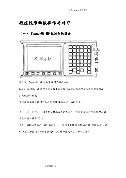 FANUC-Series-0i-MD数控铣床面板操作和对刀