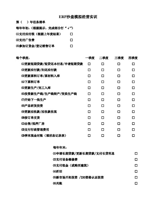 ERP沙盘表格(含填制说明)