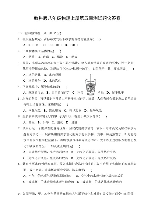 教科版八年级物理上册第五章测试题含答案