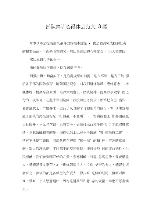 部队集训心得体会范文3篇