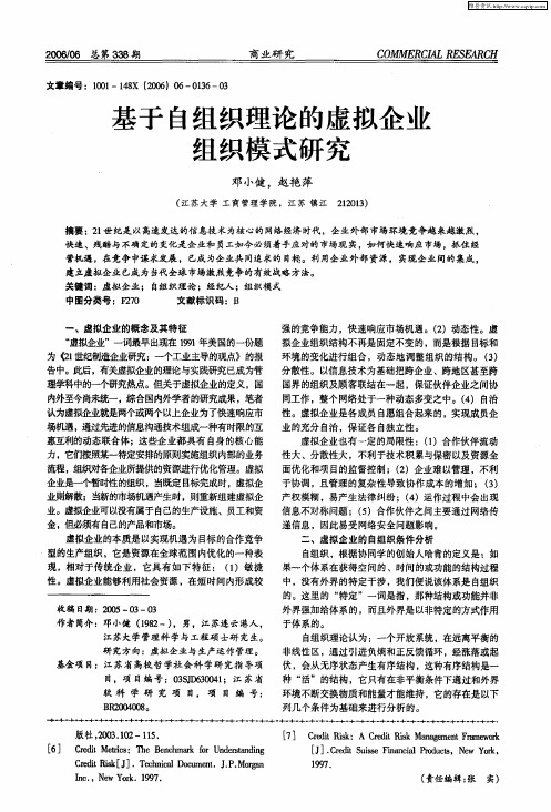 基于自组织理论的虚拟企业组织模式研究