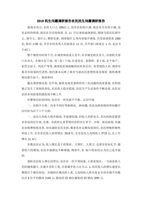 2019民生问题调研报告 农民民生问题调研报告 精品