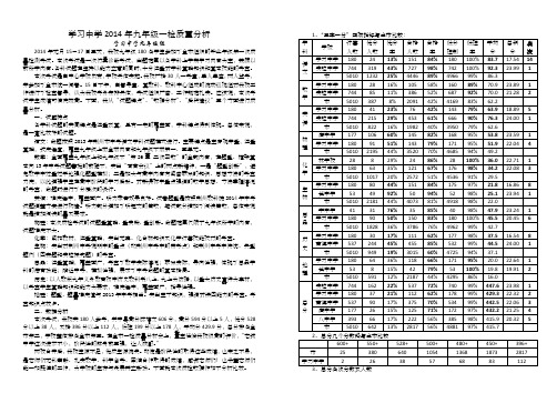 xx中学2014年九年级一检质量分析