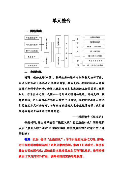 高二历史人教版选修1练习：单元整合8 Word版含解析