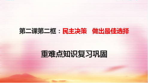 第二课第二框 民主决策作出最佳选择重难点知识复习