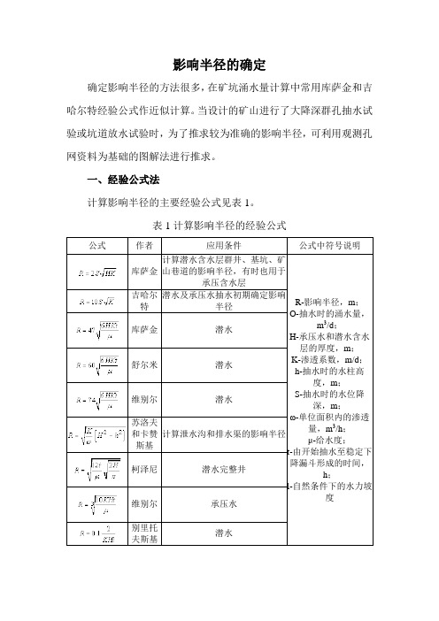 影响半径的确定