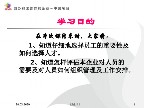 SYB创业培训第四步人员管理共39页文档