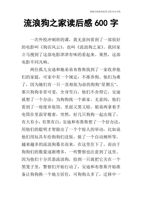 流浪狗之家读后感600字