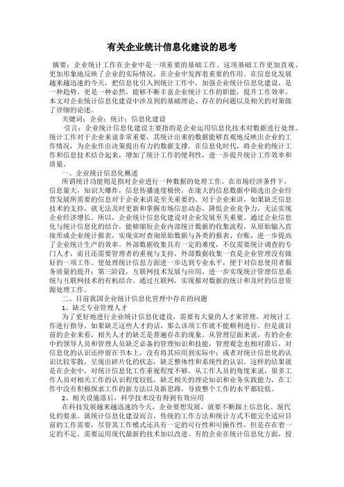 有关企业统计信息化建设的思考