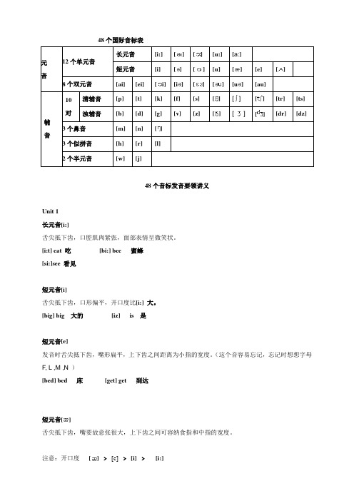 48个国际音标表发音整理