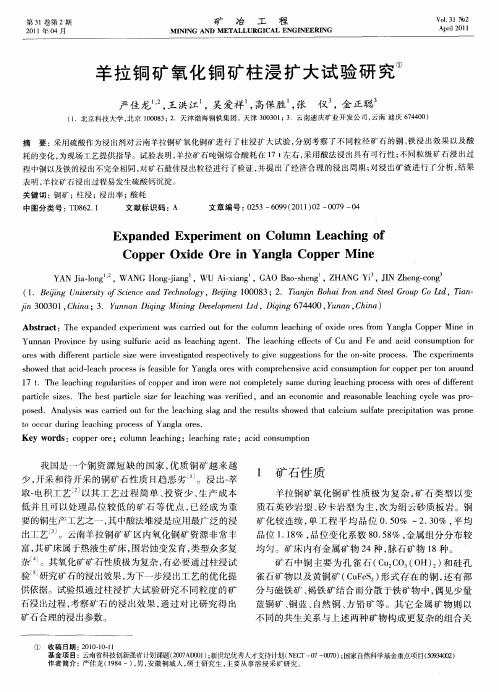 羊拉铜矿氧化铜矿柱浸扩大试验研究