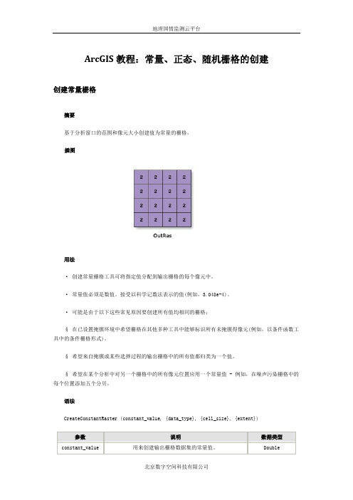 ArcGIS教程：常量、正态、随机栅格的创建