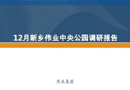 12月份新乡市调报告