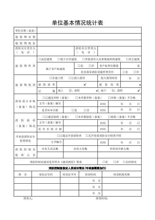 消防单位基本情况统计表