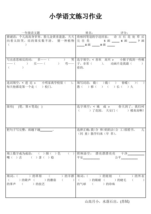 小学一年级语文快乐随堂练II (3)