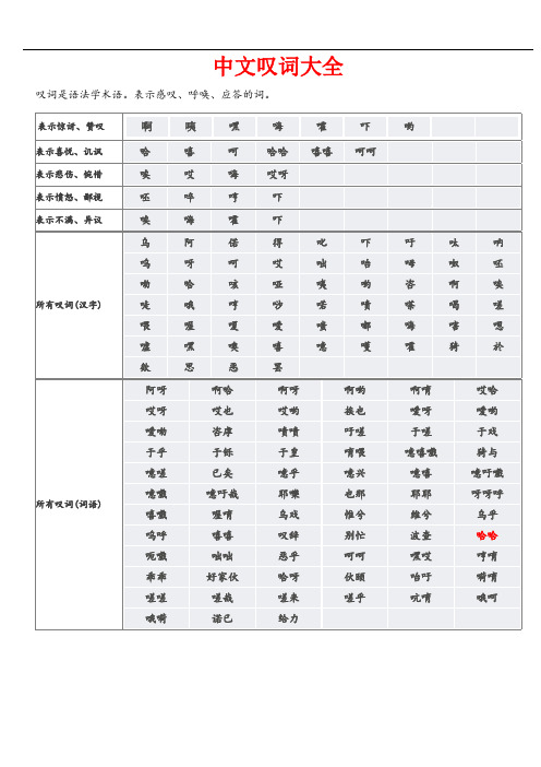 中文叹词大全