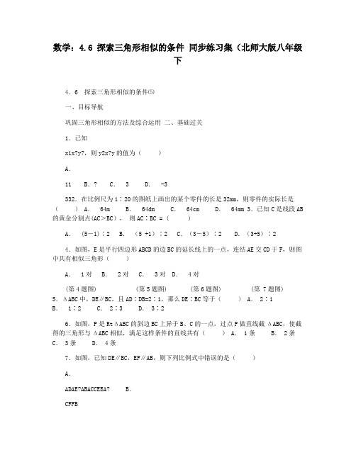 数学：4.6 探索三角形相似的条件 同步练习集(北师大版八年级下