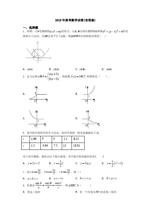 2019年高考数学试卷(含答案)