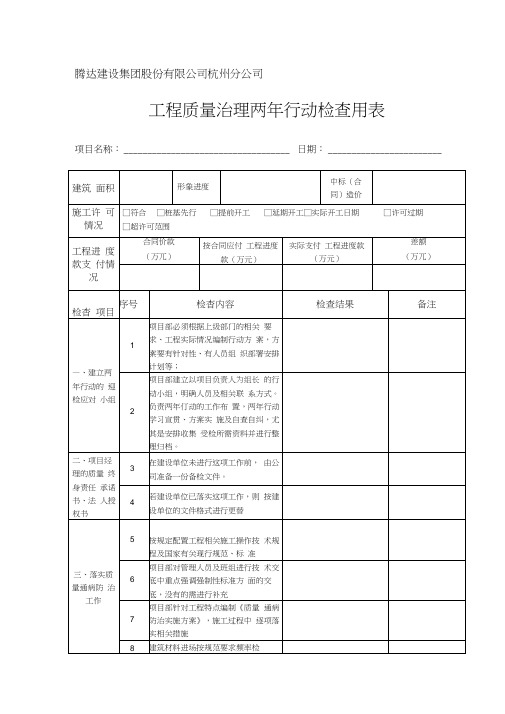 工程质量治理两年行动检查表