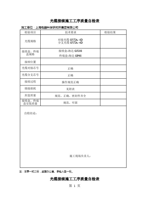 光缆接续工程施工工序质量自检表-17页精选文档