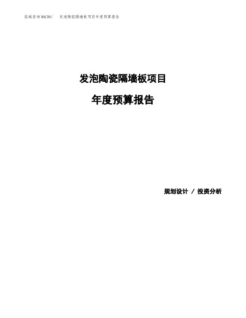 发泡陶瓷隔墙板项目年度预算报告