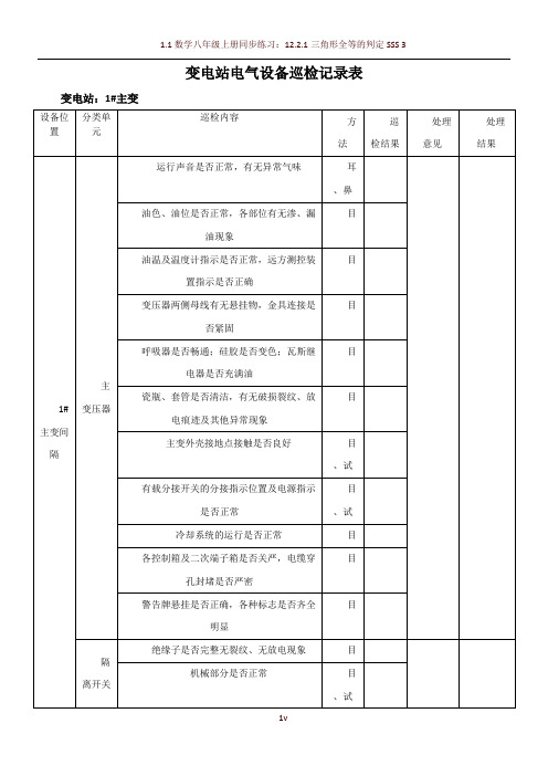 变电站巡检记录表