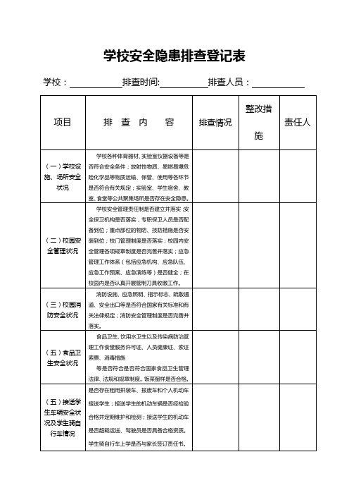 安全隐患排查表