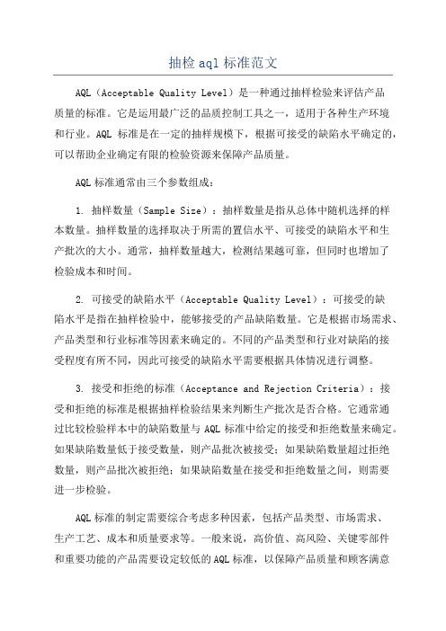 抽检aql标准范文