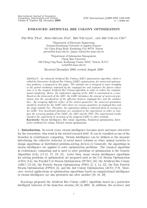 ENHANCED ARTIFICIAL BEE COLONY OPTIMIZATION-2009(TaiWan)
