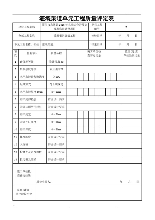 国家农业综合开发高标准农田检验批表格