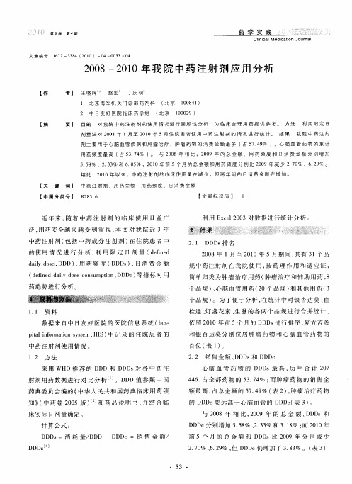 2008-2010年我院中药注射剂应用分析
