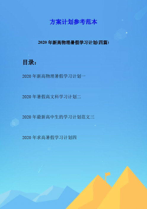 2020年新高物理暑假学习计划(四篇)