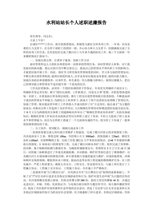 水利站站长个人述职述廉报告