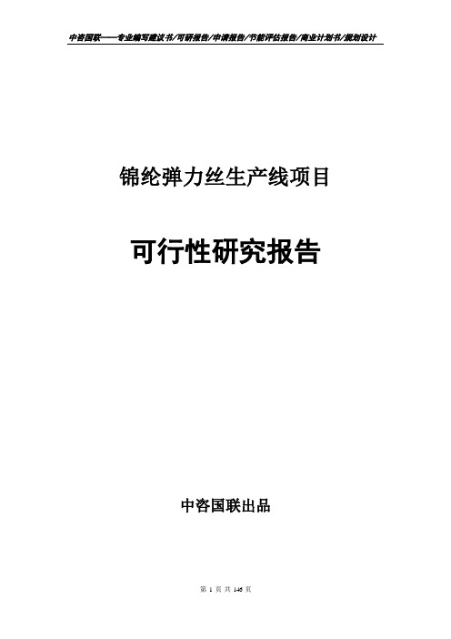 锦纶弹力丝生产线项目立项申请书--可行性研究报告