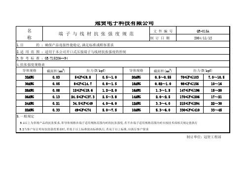 拉力对照表