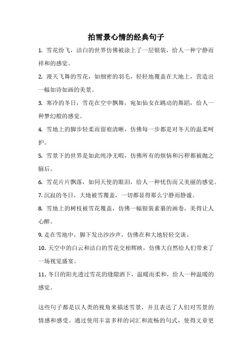 拍雪景心情的经典句子