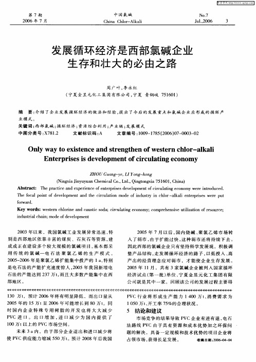 发展循环经济是西部氯碱企业生存和壮大的必由之路