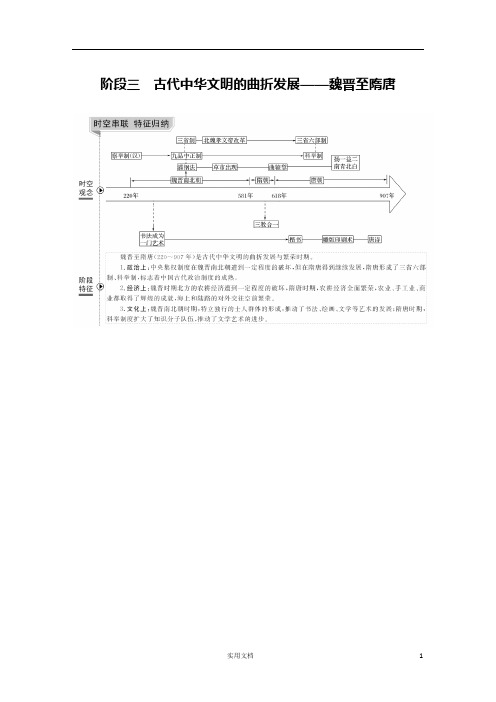 2020版  历史 高考冲刺总复习--古代中华文明的曲折发展——魏晋至隋唐--阶段三 课时1(山东专用)
