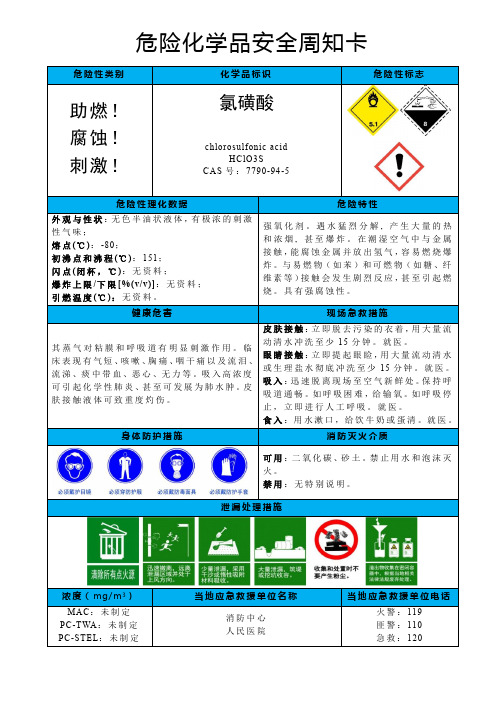 氯磺酸-危险化学品安全周知卡