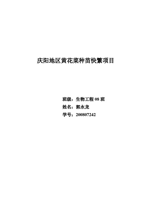 庆阳地区黄花菜种苗快繁项目.doc