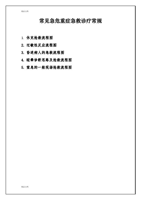 最新常见急危重症急救诊疗常规