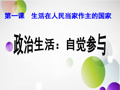 人教版高中政治必修二1.3 政治生活：自觉参与(共27张PPT)