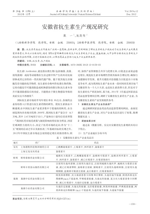 安徽省抗生素生产现况研究戴一