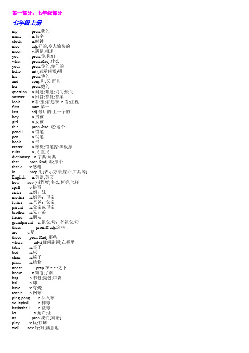 初中阶段应掌握四会的词汇
