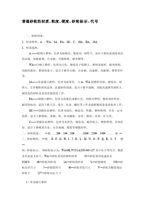 材料_大小_硬度_轮普通砂轮_代码标记