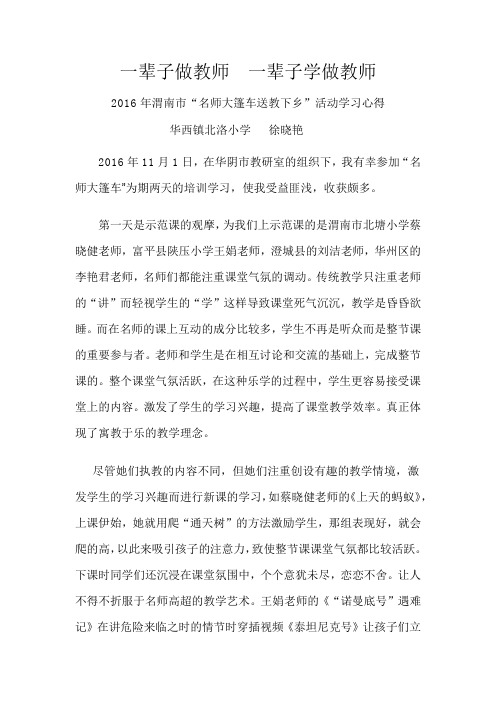”名师大篷车“学习心得