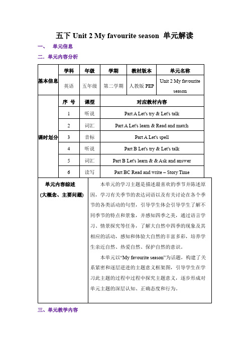 Unit2Myfavouriteseason(单元解读)五年级英语下册(人教PEP版)