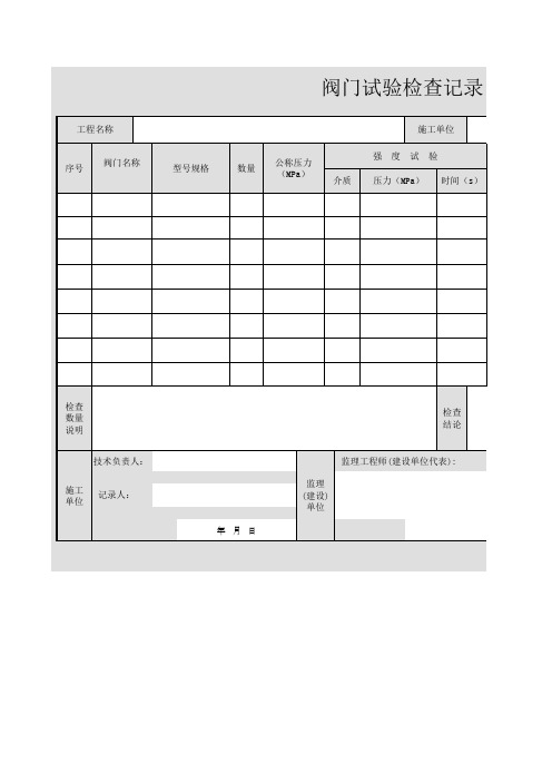阀门试验检查记录
