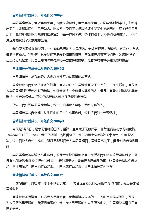 雷锋精神伴我成长二年级作文200字