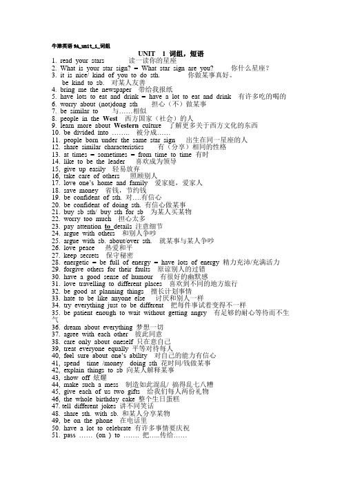 牛津英语9Aunit1